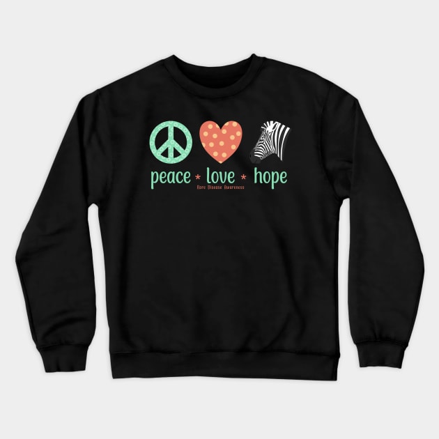 Peace Love Hope Rare Disease Awareness Crewneck Sweatshirt by Jesabee Designs